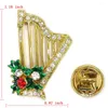 Broches 12 pièces beaucoup clair strass émail harpe musique chrétienne broches broche bijoux de noël cadeau C102175