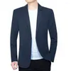 Mäns kostymer 2023 Spring Mens Blazer Jacket Top Quality Casual Button Suit Korean Fashion Slim Fit Banket Dress Coat D74