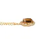 Halsband örhängen Set Flower Pendant Tiger Eye for Women Gold Color Crystal Natural Stone Fashion Earring smycken