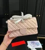 Classic Double Flap Shiny pearl pink Quilted Rectangle Bag 5 Colors Gold Metal Chain Hardware Checkered Shoulder Crossbody Bag Luxury Sheepskin Designer Bags