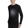 Kwiat życia mężczyzn - Sacred Geometry Star Cluster T -shirty z długim rękawem