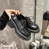 Dress Shoes British Style Small Leather 2023 Fashion Spring And Autumn Thick Bottom Black Heel Increased Comfortable