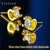 펜던트 목걸이 Viticen Real 18K Gold AU750 펜던트 목걸이 귀걸이 다이아몬드 빛나는 선물 여성 아내 231020