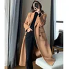 Women's Wool Blends Fashion Winter Trench Coat For Women Elegant Korean Casual Double-breasted Wool Coat Long Jacket Black Office Lady Loose Outwear 231021