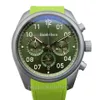 Herenhorloge Racing-stijl Sport Groen rubberen band Quartz uurwerk chronograaf Klok 45 mm polshorloge
