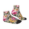 Men's Socks Polyester Low Tube Tropical Flower With Leopard Background Pattern Breathable Casual Short Sock
