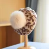 BERETS 202308-AX-XY INS CHIC Autumn Winter Real Pompon Wool Warm Leopard Print Lady Beret Hat Women Leisure Painter