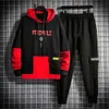 Herrspårar Menskläder 2 -stycken Set Men Winter Autumn Tracksuit Men JOGGING SUT MANALT KLÄNNING Patchwork Hoodie och Jogger Set J231023