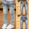 Jeans ienens 5-13y barn pojkar kläder mager jeans klassiska byxor barn denim kläder trend långa bottnar baby boy casual byxor 231023