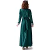 زي الهالوين مصمم مصمم تأثيري زي الهالوين أزياء داكنة خضراء دانتيل دانفرامت خادمة فستان طويل