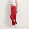Pantalon femme solide attache coton lin pantalon de Yoga ample jambe large pantalons de survêtement Streetwear Cargo vêtements