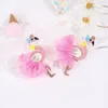 Hårtillbehör 2/4st Princess Glitter Flamingo Clips For Kids Girls Flower Fluffy Ears Hairn Pins Barrettes Brodery Butterfly Headwear