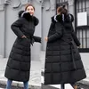 Kvinnor jackor vinterjacka Kvinnor varm mode bälte päls krage långa klänning tjock 231021