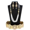 Wedding Jewelry Sets Sunspicems Algeria Morocco Bride Wedding Jewelry Sets Arabic Women Caftan Belt Waistband Drop Earring Bead Multilayer Necklace 231021