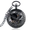 Pocket Watches Black Retro Eagle Display Mechanical Hand Winding Watch Arabic Numerals Dial Manual Mechanism Pendant Clock