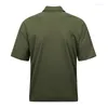 Herrpolos polo skjorta 2023 sommar lös elastisk panel vertikal ficka kort ärm t-shirts andningsbara tees för män