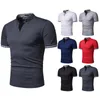 Polos pour hommes 2023 Mode Henry Collar Plaid Couleur Correspondant Polo à manches courtes