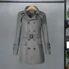 Men's Trench Coats Double-breasted Woolen Coat Mid-length Stylish Double Breasted Jacket With Lapel Pockets For Autumn