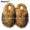 Slajdy ciepłe pluszowe dziewczęta Winter Saccoon Women 2024 Furry Faux Kaptaki domowe bawełniane buty do futra wewnętrznego T231023 949