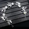 Hair Clips Bridal Exquisite Alloy Tiaras Pearl Rhinestone Leaves Decoration Women Prom Wedding Party Headdress Accessories