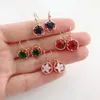 Brincos pendurados pequena estrela fofa gota para mulheres coreano multicolorido cristal rosa cor ouro moda joias presente atacado