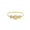 Cluster Rings Three Stone Opal Blue Cz Ring Design Classic Gold Color Vermeil 925 Sterling Silver Minimal Jewelry Finger