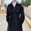 Men's Fur Faux Korean style Spring Trench Coat Male Streetwear Windbreaker Trenchcoat Men Solid Business Casual Loose Long Overcoat 231121