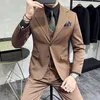 Men's Suits Suit Set 3-piece Jacket Vest Pants High-end Fashion Business Banquet Dress Wedding Social Designer