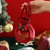 Decoraciones navideñas de Papá Noel, bolsa de dulces de manzana de terciopelo, regalo con cordón de Navidad, suministros de decoración para el hogar