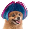 Portador de cachorro engraçado gato cães rosa azul bobo perucas traje cabelo festa de halloween gota