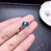 Cluster Rings Classic Round Blue Topaz Gemstone Ring Fashion Color Jewelry 925 Sterling Silver Natural Gem White Birthday Present