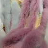 Women Winter Real Fox Fur Coat Plus Size Hit Color Striped Knitted Cardigan Outwear With Genuine Fur Luxury Autumn
