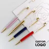 Stylos à bille en métal et cristal pour papeterie, 1 pièce, stylo à bille en strass, écriture quotidienne, LOGO personnalisé, lettrage Laser, cadeaux commémoratifs