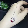 Collier pendentif rubis rouge naturel en argent Sterling S925, pierres précieuses, élégant, cercle Simple, cadeau pour fille, bijoux de fête