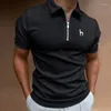 Herren Polos Hazys Poloshirt Kurzarm Umlegekragen Reißverschluss Männer Casual 2023 Sommer Männliche Tops