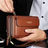 المصنع بالجملة الرجال حقيبة جوكر Zipper Solid Color Leather Leather Facs Multi-Card Three Three Colors Mens Handbag Fashion Businers Weathers Wallet 8222#