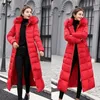 Mulheres para baixo parkas jaqueta de inverno feminino quente moda arco cinto gola de pele casaco longo dres grosso 231023