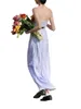 도시 섹시한 드레스 패션 여성 여름 카미 카미 드레스 플라워 프린트 스파게티 스트랩 프론트 넥타이 오픈 백 긴 드레스 클럽 스트리트 스타일 s m l 231023