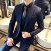 Boutique cor sólida masculina casual escritório conjunto de negócios três peças e duas peças noivo vestido de casamento jaqueta regata 231023