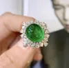 Pendentifs JE GUILD Fine Jewelry 18K Or Massif Vert Émeraude Pendentif 5.5ct Diamant Pierres Précieuses Colliers Pour Femmes