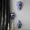 Vases British Retro Blue And White Porcelain Wall Hanging Vase Japanese Style Pendant Home Decoration