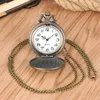 Taschenuhren Retro Bronze Zug Lokomotive Motor Quarzuhr mit Halskette Kette eleganter Anhänger Geschenk für Männer Männer Vintage Uhr