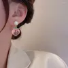 Pendientes de tuerca para mujer, Súper Hada, Perla de melocotón rosa dulce, temperamento ligero de lujo, joyería que combina con todo, tendencia de regalo, 2023