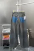 Designerjeans met zakomkeringontwerp Gewassen oude kleurverloop Kniegat Rechte broek Unisex broek Grote broek met zakontwerp