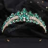 Coreano verde azul cristal princesa coroa para mulheres casamento luxo rainha princesa festa de noiva tiaras acessórios para o cabelo