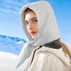 Berretti invernali caldi piumini Foulard in cotone Outdoor leggero addensato antivento antifreddo Cappucci di copertura Sciarpa con collo a scialle-Cappuccio