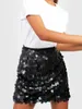 Skirts Fashion Womens Sequin Mini Skirt Glitter Belly Dance Short Clubwear Festival Costume For Concert S M L