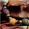 Perlé en gros réglable volcanique pierre de lave bracelet de perles yoga diffuseur d'huile essentielle femmes bracelets tressés bracelet guérison goutte Dhejb