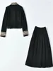 Рабочие платья Дизайнерские весенне-осенние куртки высокого качества на пуговицах Топы Повседневная юбка Вечеринка Тонкие винтажные элегантные уникальные черные женские комплекты