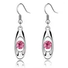 Dangle Earrings Boho Female Crystal Blue Rose Red Purple Drop Silver Color Zircon Stone Small Round For Women